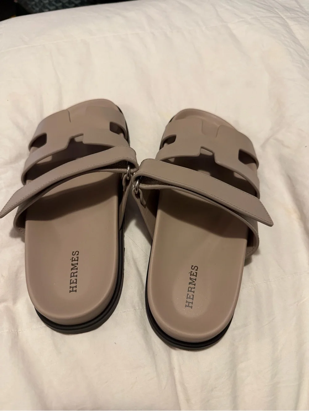 Authentic Hermes Chypre Beige Mastic Leather Sandals Shoes Size 36 6 - Picture 3 of 6